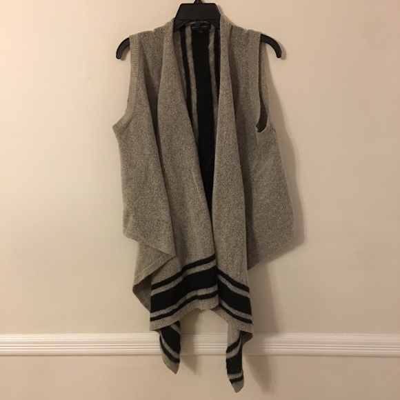 Banana Republic Sweaters - Banana Republic | Grey Striped Open Front Vest
